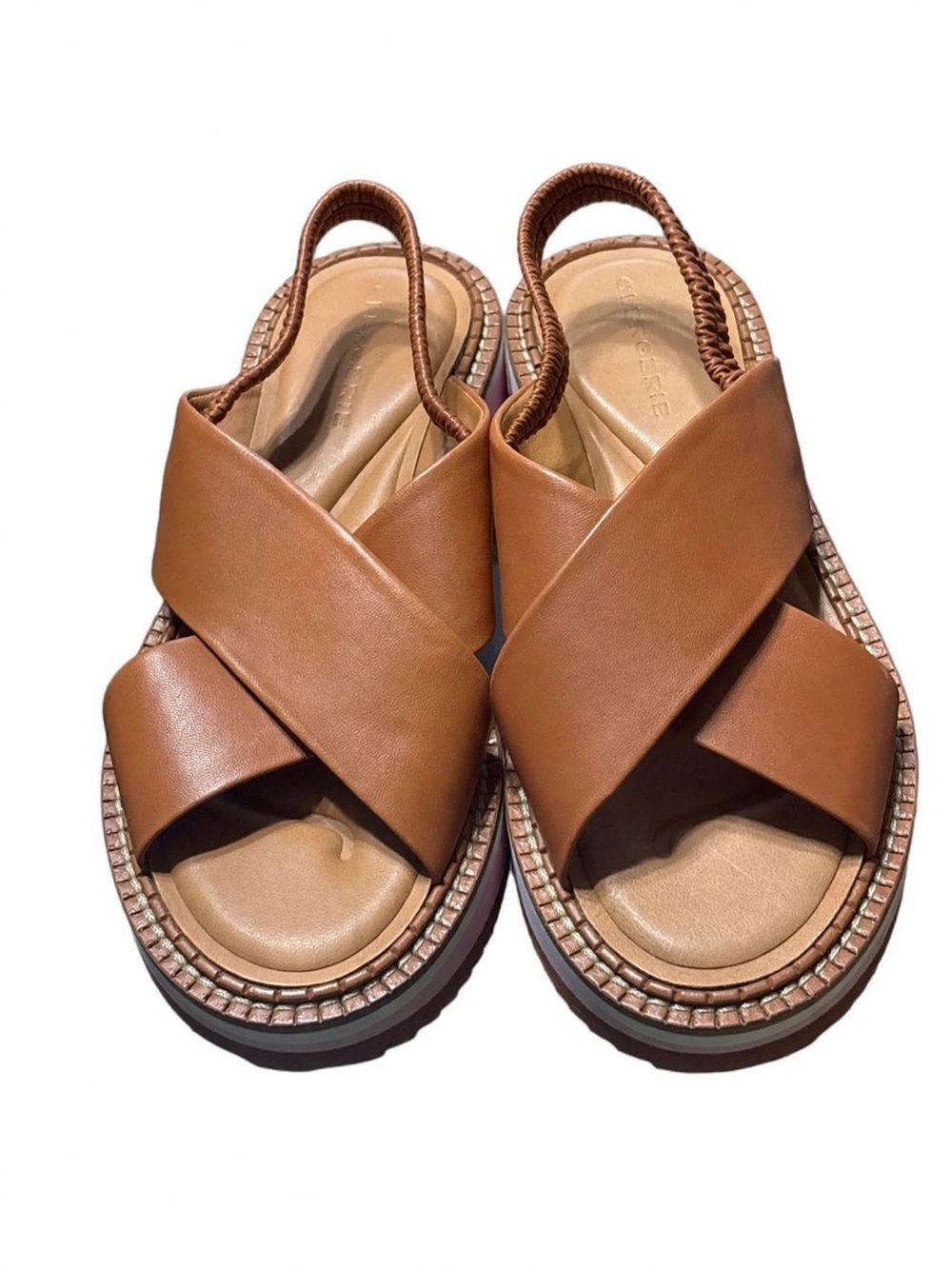 Robert Clergerie Paris Caliba Platform Slingback - Tan Cognac Size 7.5-8 US